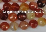 CAG1657 15.5 inches 10mm faceted round red agate gemstone beads