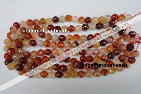 CAG1657 15.5 inches 10mm faceted round red agate gemstone beads