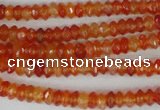 CAG1663 15.5 inches 3*6mm faceted rondelle red agate gemstone beads