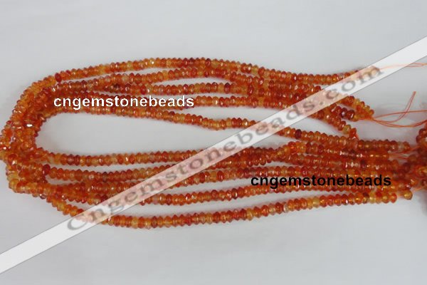 CAG1663 15.5 inches 3*6mm faceted rondelle red agate gemstone beads