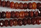 CAG1665 15.5 inches 6*10mm faceted rondelle red agate gemstone beads