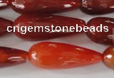 CAG1667 15.5 inches 10*30mm faceted teardrop red agate gemstone beads