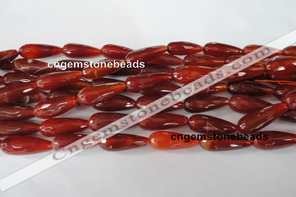 CAG1667 15.5 inches 10*30mm faceted teardrop red agate gemstone beads