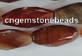 CAG1670 15.5 inches 14*30mm faceted rice red agate gemstone beads