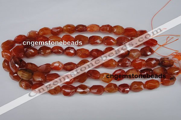 CAG1672 15.5 inches 12*17mm faceted nuggets red agate gemstone beads