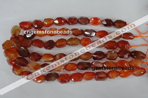 CAG1673 15.5 inches 14*18mm faceted nuggets red agate gemstone beads