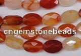 CAG1678 15.5 inches 8*12mm faceted oval red agate gemstone beads