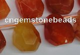 CAG1680 Top-drilled 15*18mm faceted nuggets red agate gemstone beads