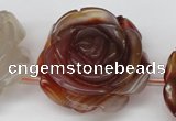 CAG1681 15.5 inches 30mm carved flower red agate gemstone beads