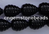 CAG1691 15.5 inches 15*20mm carved teardrop black agate beads