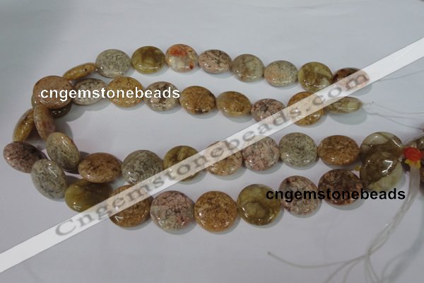 CAG1729 15.5 inches 20mm flat round rainbow agate beads wholesale