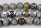 CAG1750 15.5 inches 8mm faceted round silver needle agate beads