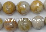 CAG1835 15.5 inches 16mm faceted round bamboo leaf agate beads