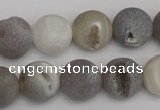 CAG1840 15.5 inches 14mm round matte druzy agate beads whholesale