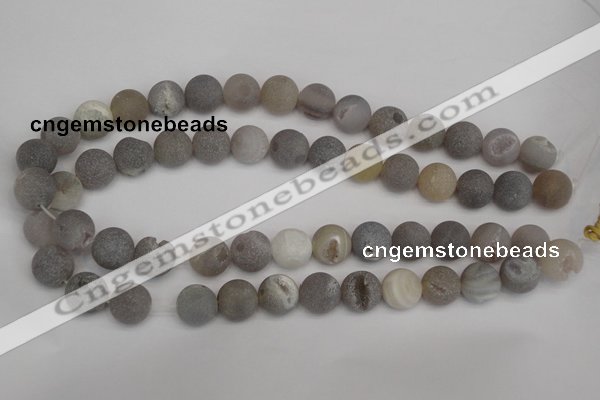 CAG1840 15.5 inches 14mm round matte druzy agate beads whholesale