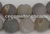 CAG1841 15.5 inches 16mm round matte druzy agate beads whholesale