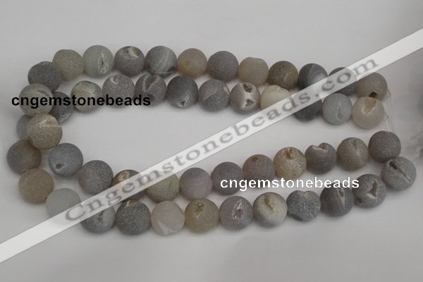 CAG1841 15.5 inches 16mm round matte druzy agate beads whholesale