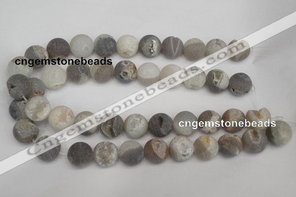 CAG1842 15.5 inches 18mm round matte druzy agate beads whholesale