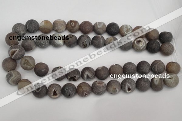 CAG1845 15.5 inches 16mm round matte druzy agate beads whholesale