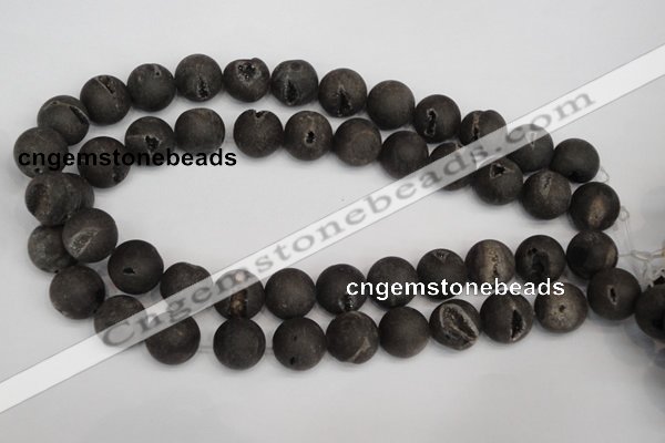 CAG1849 15.5 inches 16mm round matte druzy agate beads whholesale