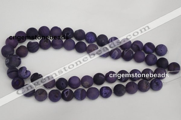 CAG1852 15.5 inches 14mm round matte druzy agate beads whholesale