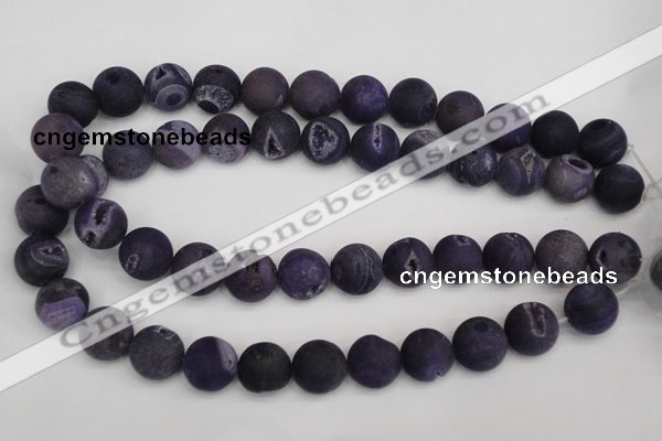 CAG1853 15.5 inches 16mm round matte druzy agate beads whholesale