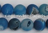 CAG1856 15.5 inches 14mm round matte druzy agate beads whholesale