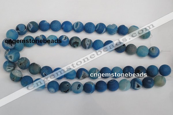 CAG1856 15.5 inches 14mm round matte druzy agate beads whholesale