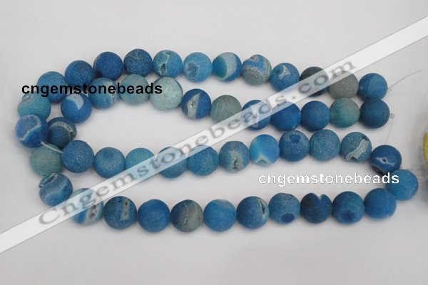 CAG1857 15.5 inches 16mm round matte druzy agate beads whholesale