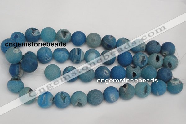 CAG1858 15.5 inches 18mm round matte druzy agate beads whholesale