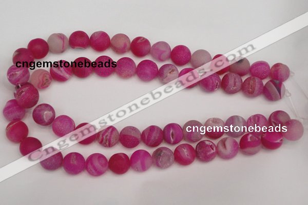 CAG1861 15.5 inches 14mm round matte druzy agate beads whholesale