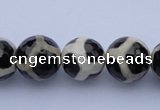 CAG1871 15.5 inches 8mm faceted round tibetan agate beads wholesale