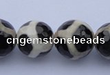 CAG1873 15.5 inches 12mm faceted round tibetan agate beads wholesale