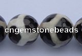 CAG1874 15.5 inches 14mm faceted round tibetan agate beads wholesale
