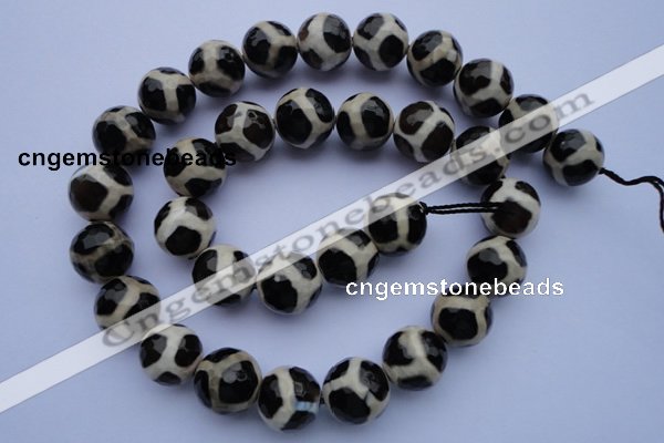 CAG1874 15.5 inches 14mm faceted round tibetan agate beads wholesale