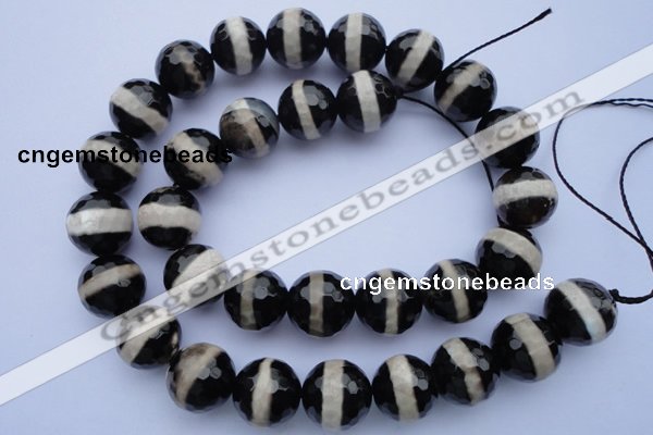 CAG1880 15.5 inches 10mm faceted round tibetan agate beads wholesale