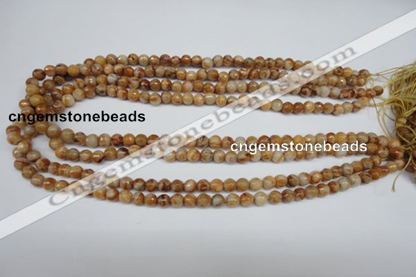 CAG1885 15.5 inches 6mm faceted round lemon crazy lace agate beads