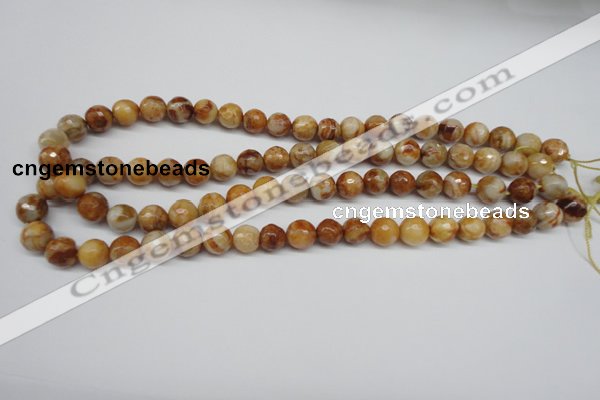 CAG1887 15.5 inches 10mm faceted round lemon crazy lace agate beads