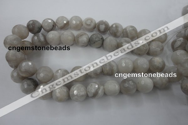 CAG1910 15.5 inches 18mm faceted round grey agate beads wholesale