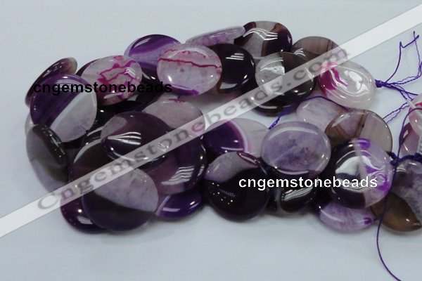 CAG201 15.5 inches 30mm flat round purple agate gemstone beads