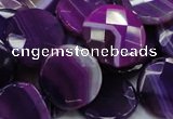 CAG203 15.5 inches 20mm faceted coin purple agate gemstone beads