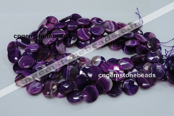 CAG203 15.5 inches 20mm faceted coin purple agate gemstone beads