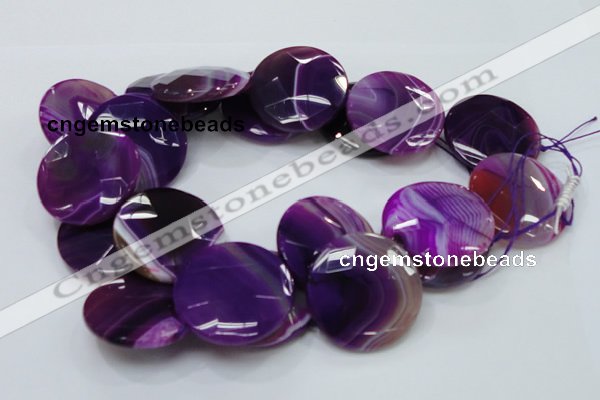 CAG204 15.5 inches 40mm faceted coin purple agate gemstone beads