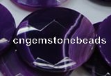 CAG205 15.5 inches 50mm faceted coin purple agate gemstone beads