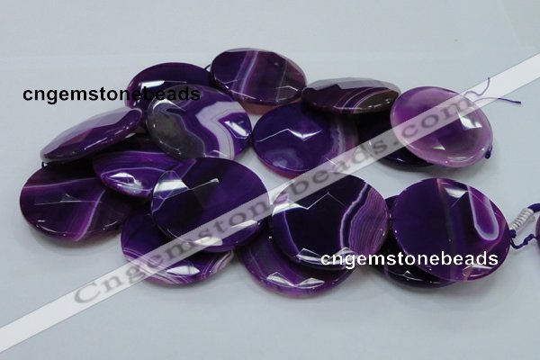 CAG205 15.5 inches 50mm faceted coin purple agate gemstone beads