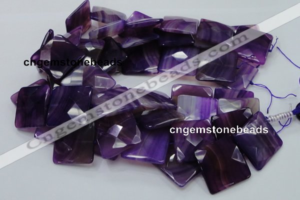 CAG207 15.5 inches 30*30mm faceted square purple agate beads