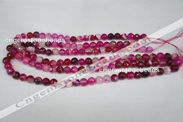 CAG2085 15.5 inches 6mm faceted round fuchsia line agate beads