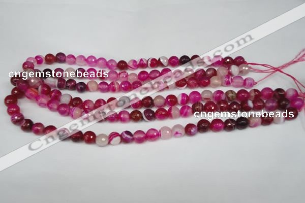 CAG2086 15.5 inches 8mm faceted round fuchsia line agate beads