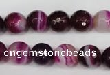 CAG2087 15.5 inches 10mm faceted round fuchsia line agate beads