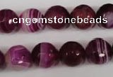 CAG2088 15.5 inches 12mm faceted round fuchsia line agate beads